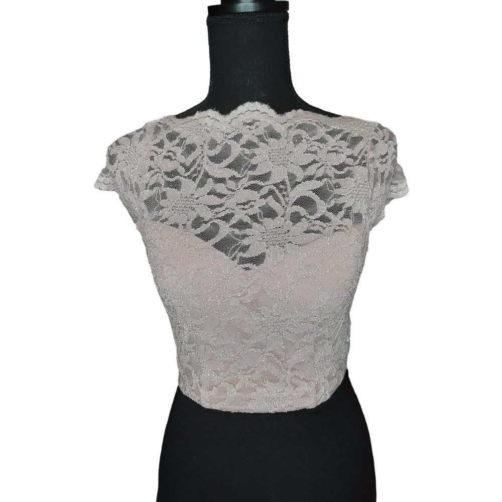 City Studio Lace Glitter Crop Form Fitting Top Only Juniors  Size 0 - Picture 2 of 10